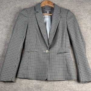 H&M Black & White Houndstooth Single-Button Blazer